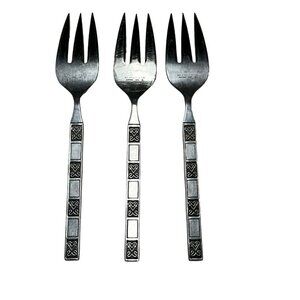 Vintage Continental Stainless Silverware Flatware‎ CSS39 Serving Fork Lot Of 3
